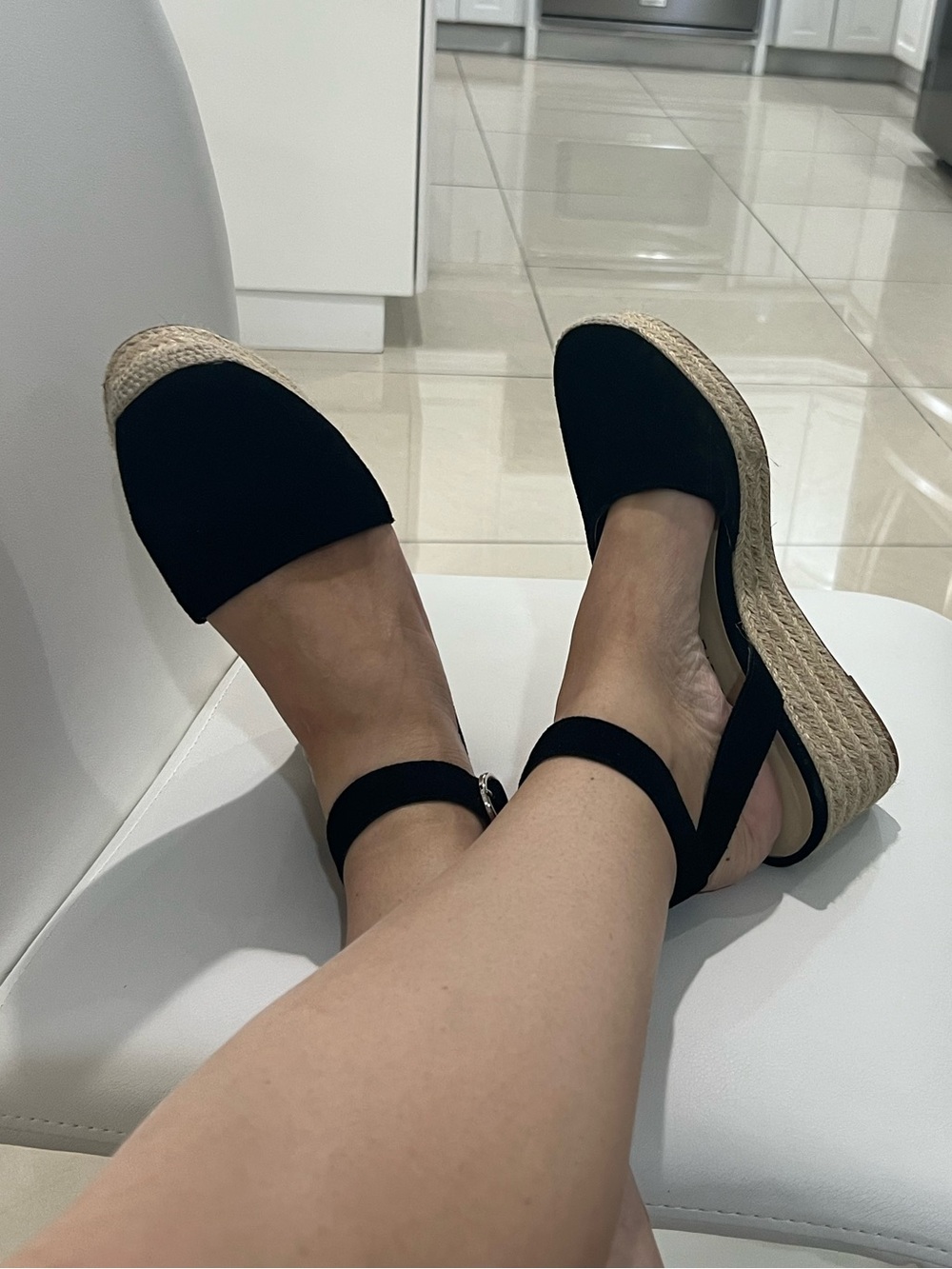 Sole Society CHANNING ESPADRILLE WEDGE SANDAL in black with Ankle Strap size 9